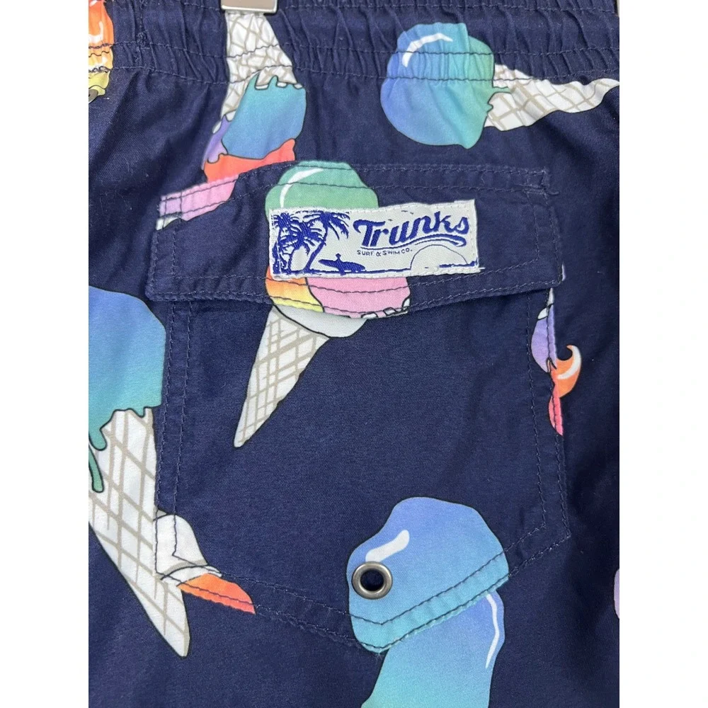 Trunks Surf Swim Co Beach Navy Ice Cream Print Lined Swim Trunks Shorts L